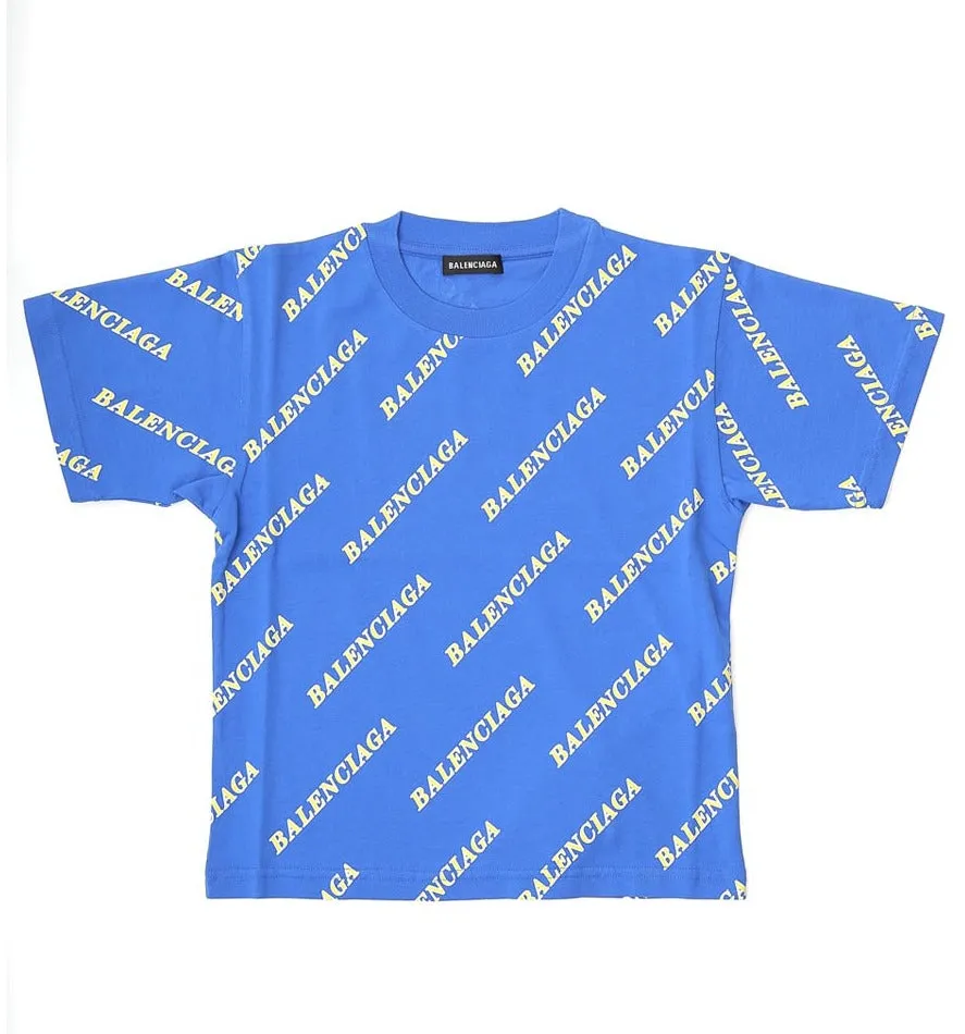 Balenciaga Kids Allover Logo Printed T-Shirt