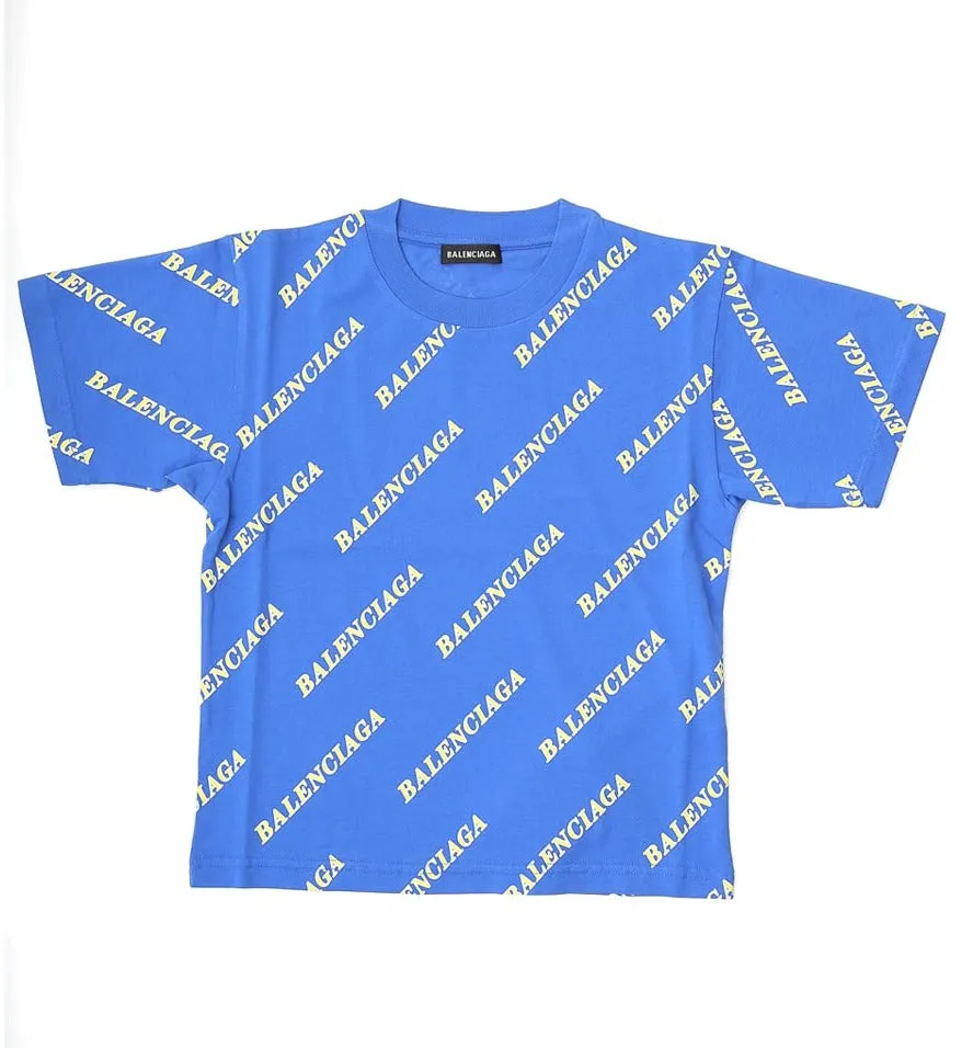 Balenciaga Kids Allover Logo Printed T-Shirt