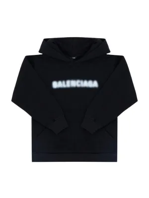 Balenciaga Kids Blurred Logo Printed Hoodie