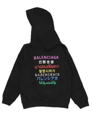 Balenciaga Kids Logo Print Hoodie