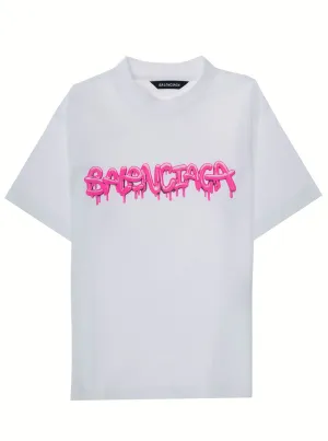 Balenciaga Kids Logo Printed Crewneck T-Shirt