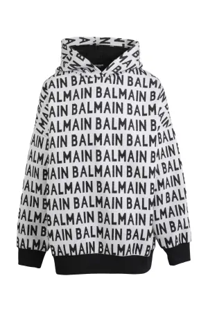 Balmain Kids Allover Logo Printed Hoodie