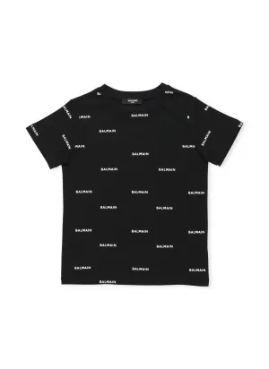 Balmain Kids Allover Logo Printed T-Shirt