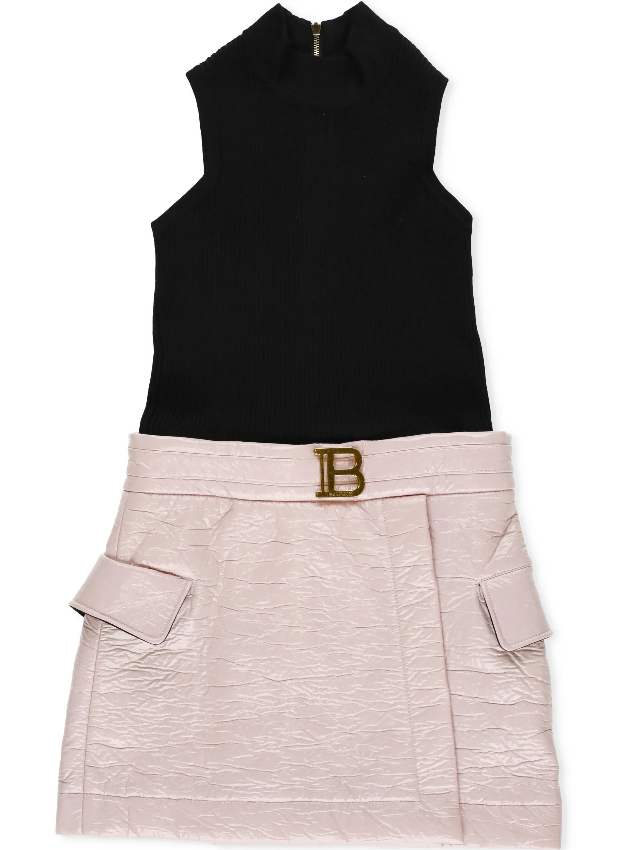 Balmain Kids B Buckle Two-Tone Dress