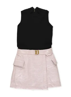 Balmain Kids B Buckle Two-Tone Dress
