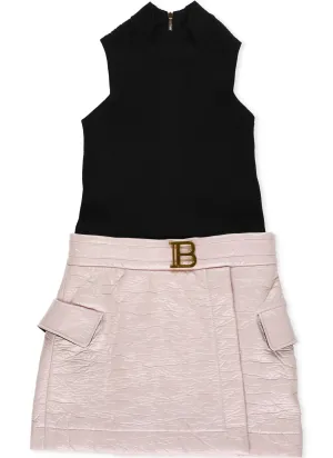 Balmain Kids B Buckle Two-Tone Dress