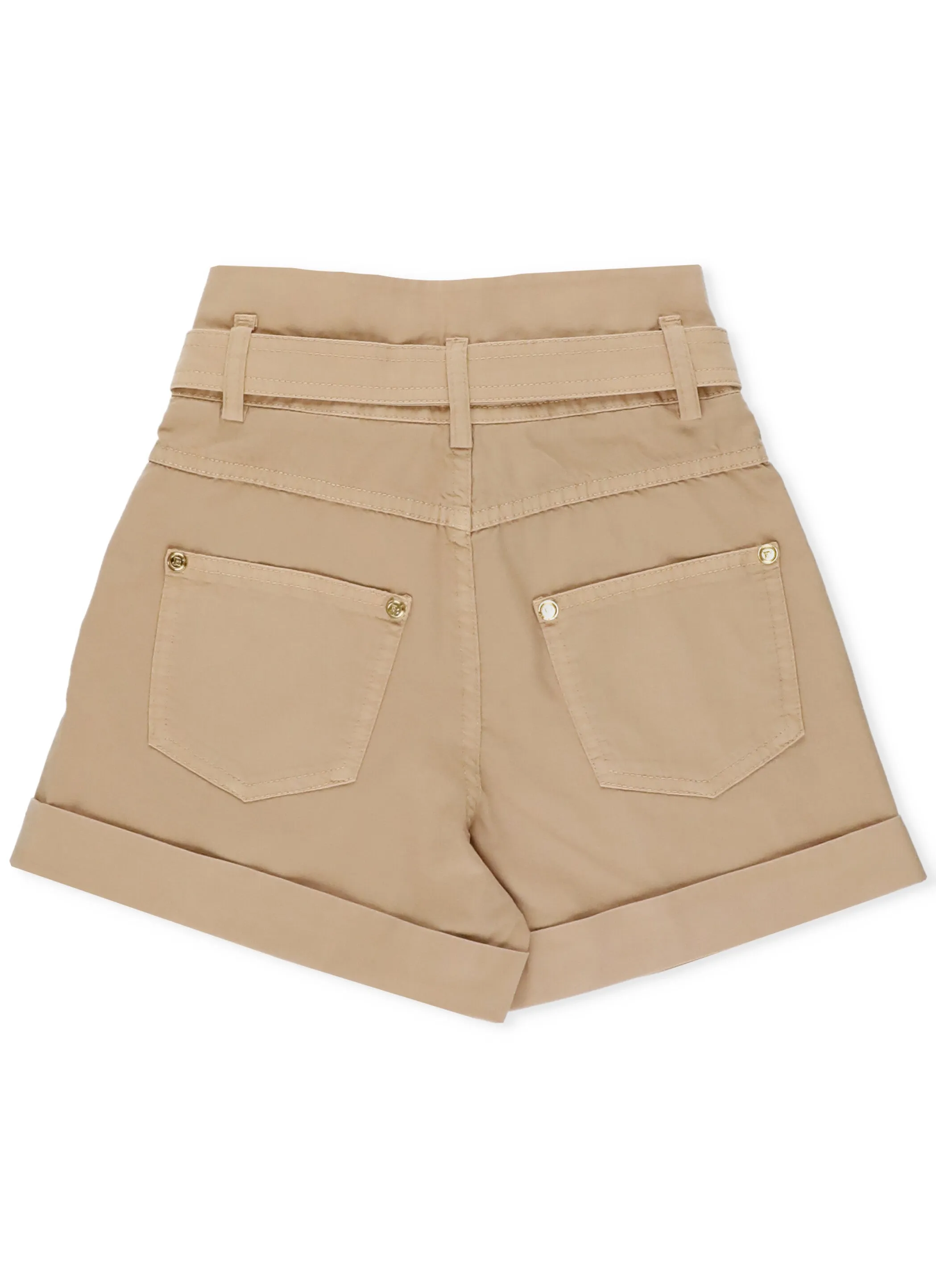 Balmain Kids Belt Waisted Turn-Up Hem Shorts