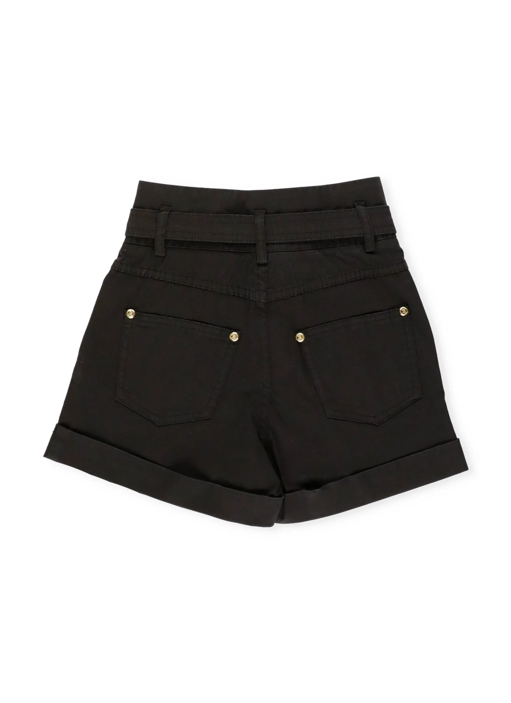 Balmain Kids Belt Waisted Turn-Up Hem Shorts