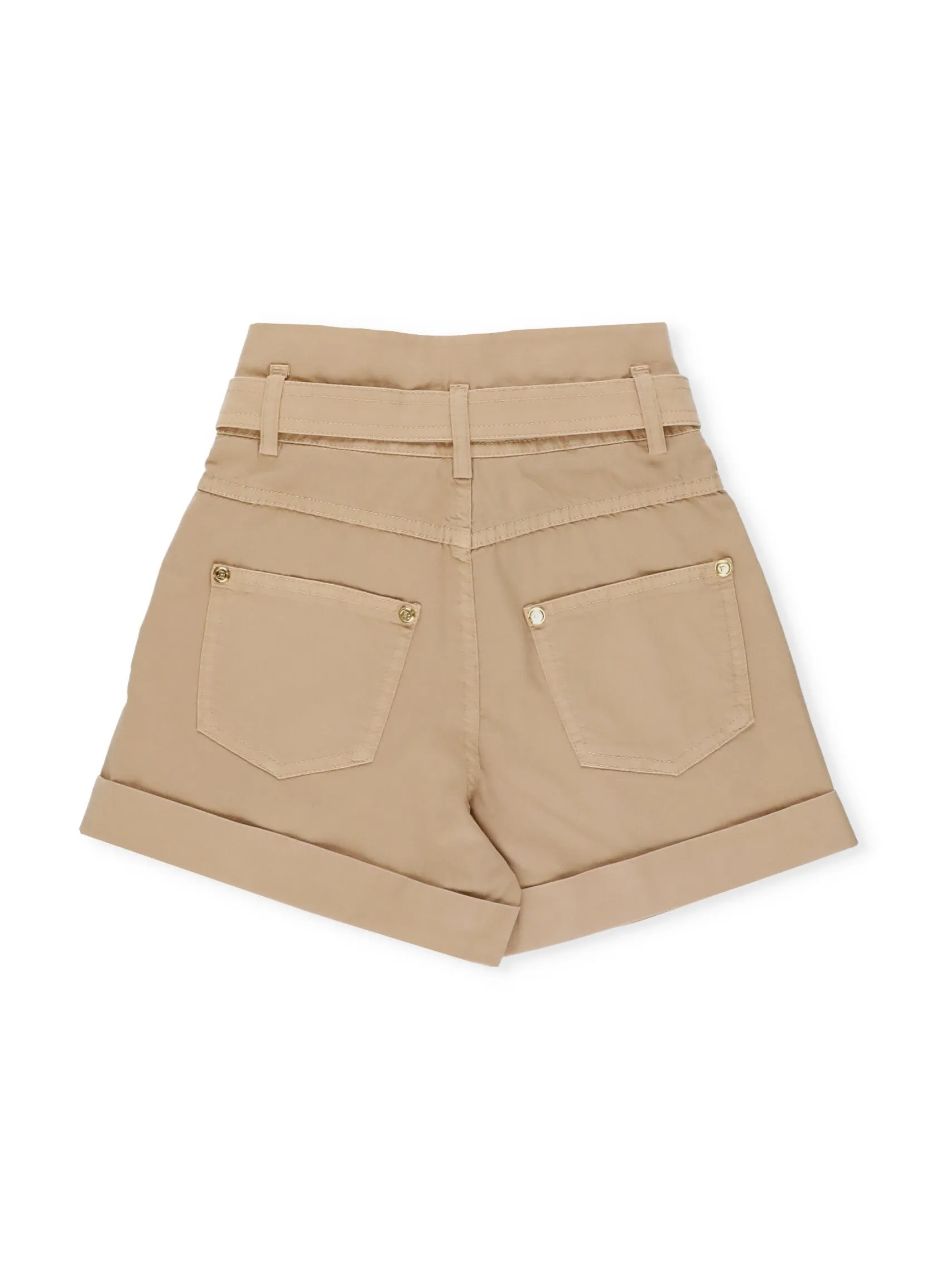 Balmain Kids Belt Waisted Turn-Up Hem Shorts