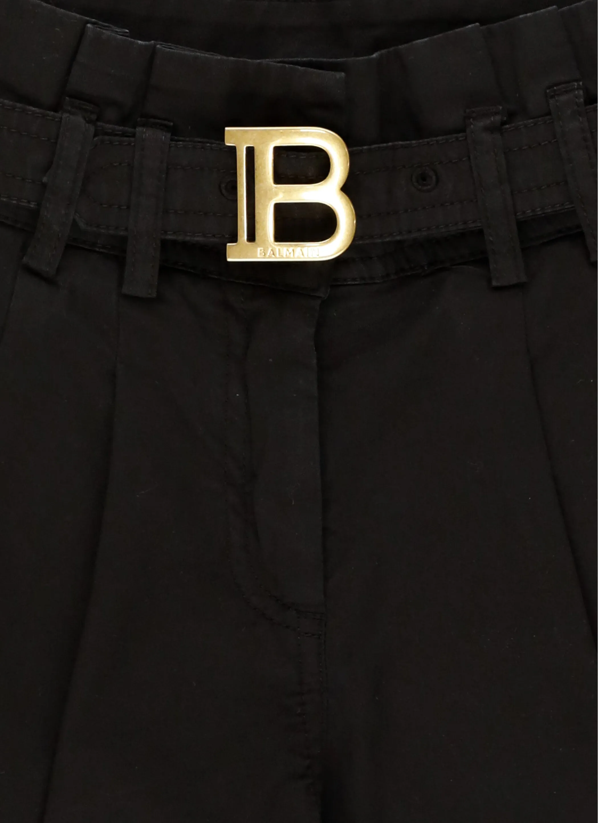 Balmain Kids Belt Waisted Turn-Up Hem Shorts