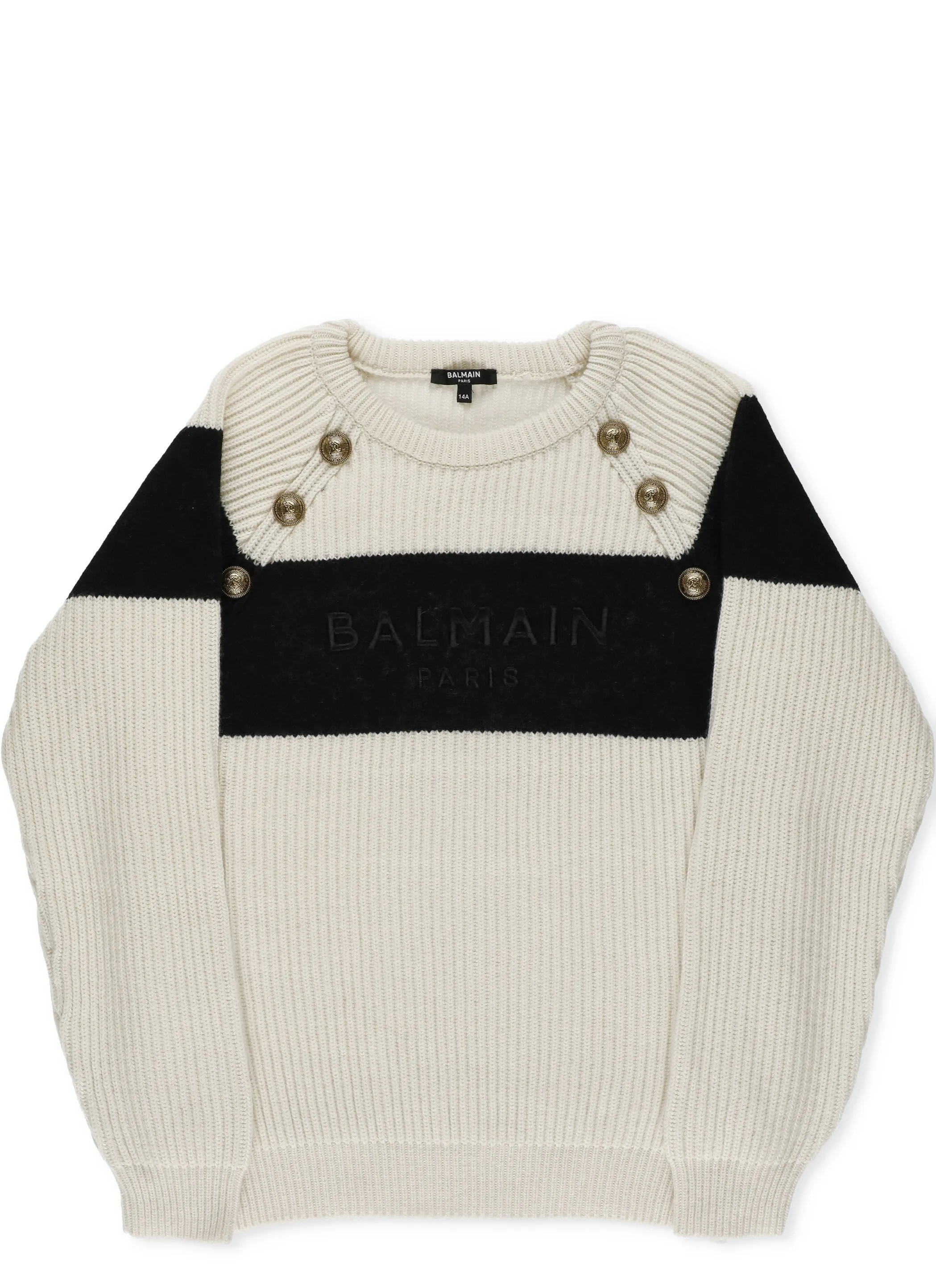 Balmain Kids Buttoned Rib-Knit Jumper