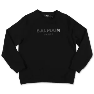 Balmain Kids Crystal Embellished Logo Sweatshirt