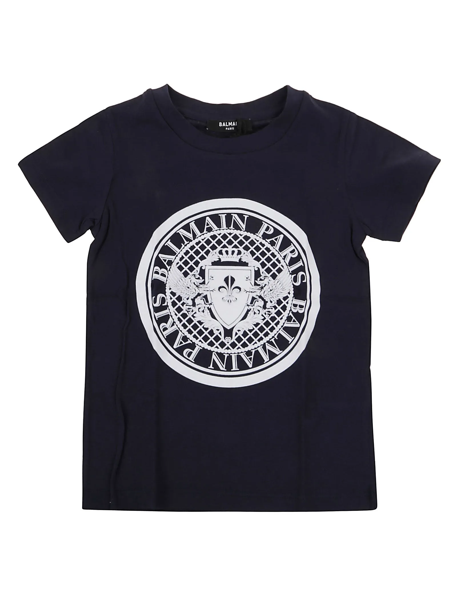 Balmain Kids Logo Crest Print T-Shirt