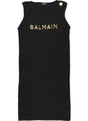 Balmain Kids Logo Detailed Sleeveless Dress