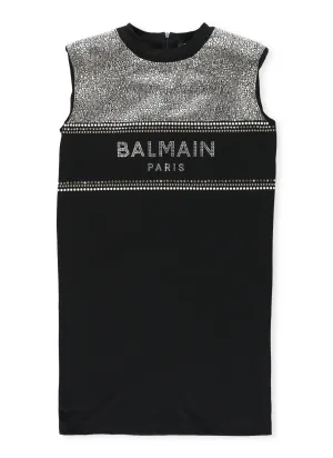 Balmain Kids Logo Embellished Sleeveless Dress
