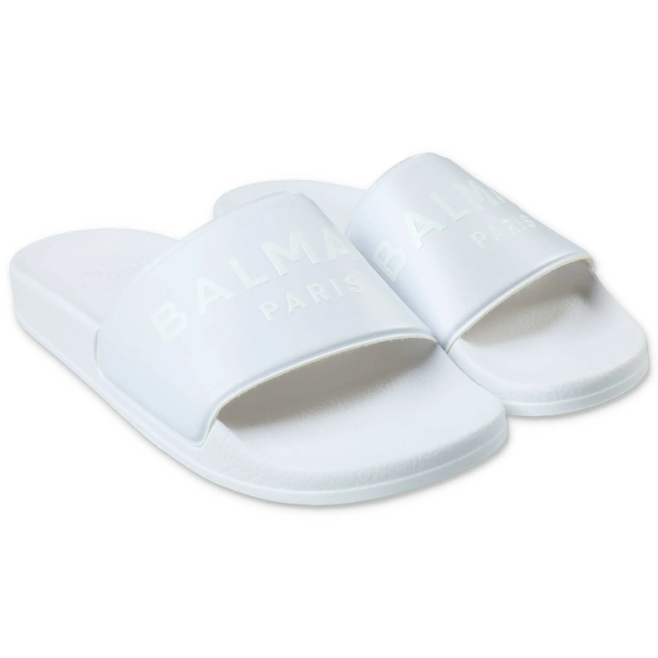 Balmain Kids Logo Embossed Open-Toe Slides