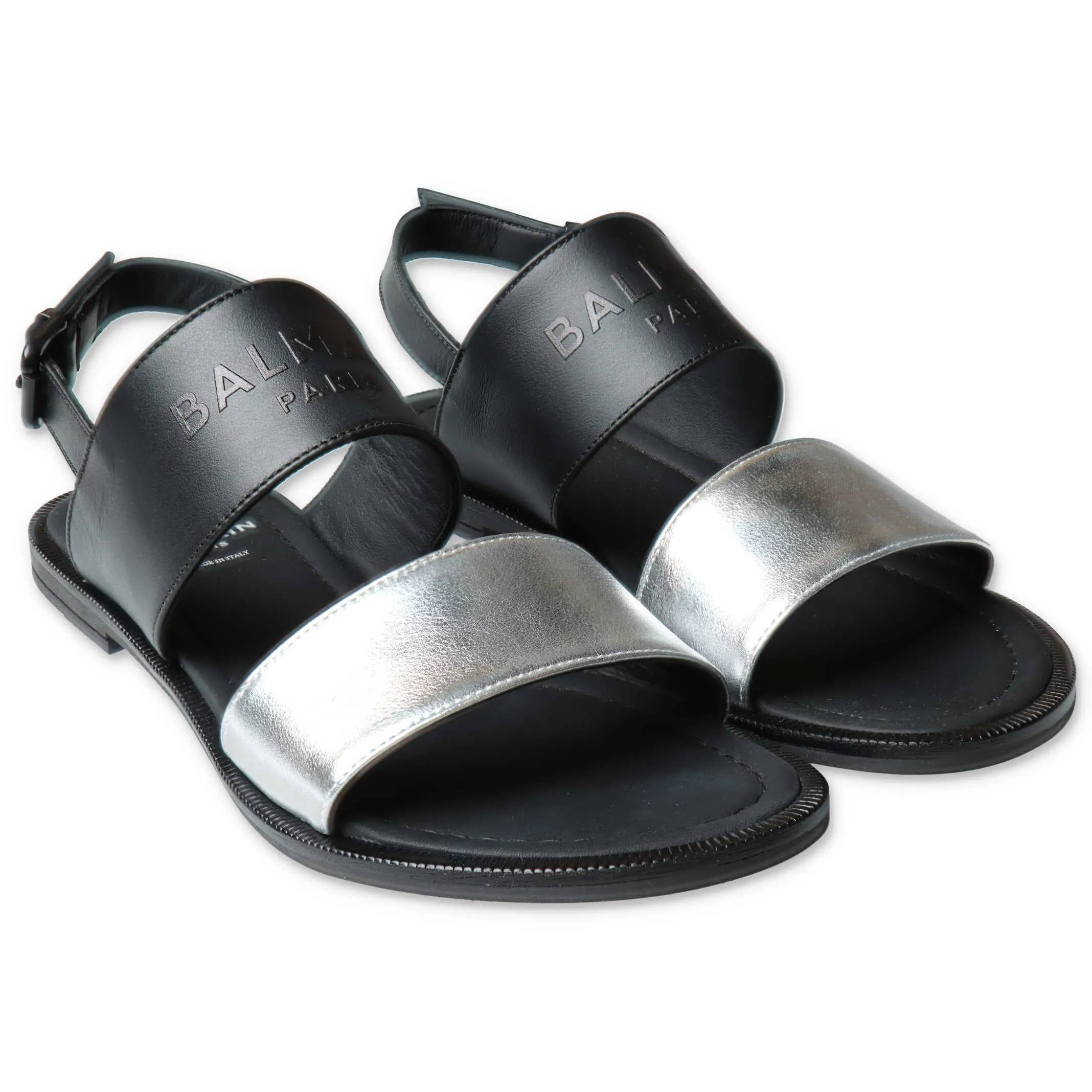 Balmain Kids Logo Embossed Sandals