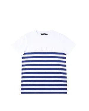 Balmain Kids Logo Embossed Striped T-Shirt
