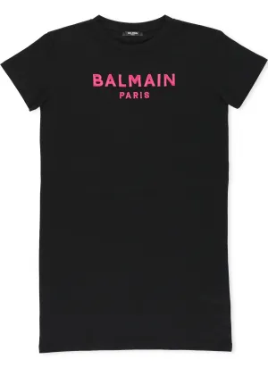 Balmain Kids Logo Embroidered T-Shirt Dress