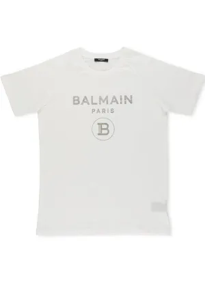 Balmain Kids Logo Print Crewneck T-Shirt
