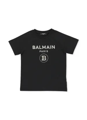 Balmain Kids Logo Print Crewneck T-Shirt