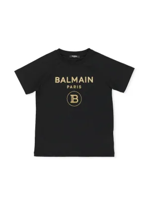Balmain Kids Logo Print Crewneck T-Shirt