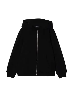 Balmain Kids Logo Print Zip Hoodie