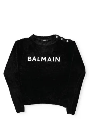 Balmain Kids Logo Printed Button Detail Sweater