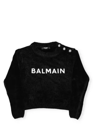 Balmain Kids Logo Printed Button Detail Sweater