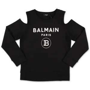 Balmain Kids Logo Printed Cut-Out Sweatshirt