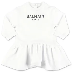 Balmain Kids Logo Printed Flared Sweatshirt Dress