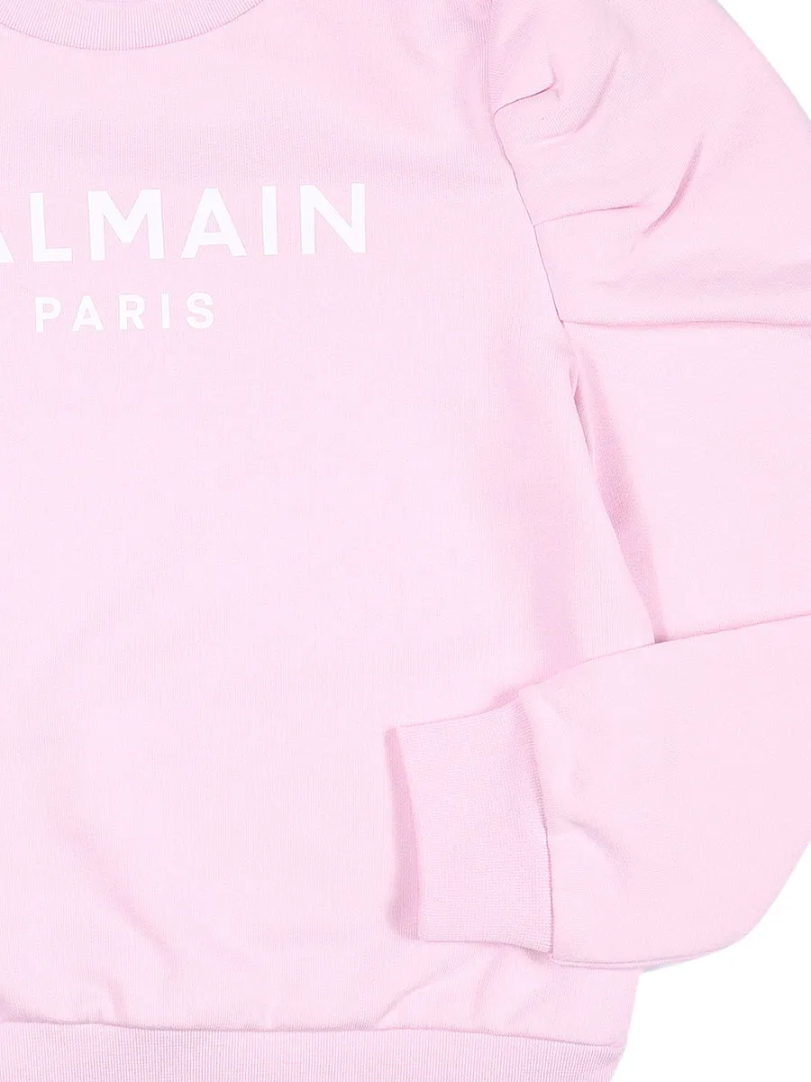 Balmain Kids Logo Printed Puff Sleeve Sweatshirt