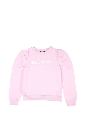 Balmain Kids Logo Printed Puff Sleeve Sweatshirt