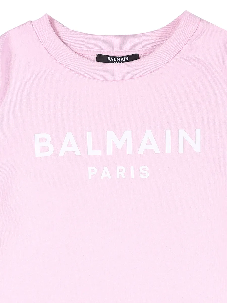 Balmain Kids Logo Printed Puff Sleeve Sweatshirt