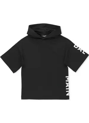 Balmain Kids Logo Printed Short-Sleeved Hoodie