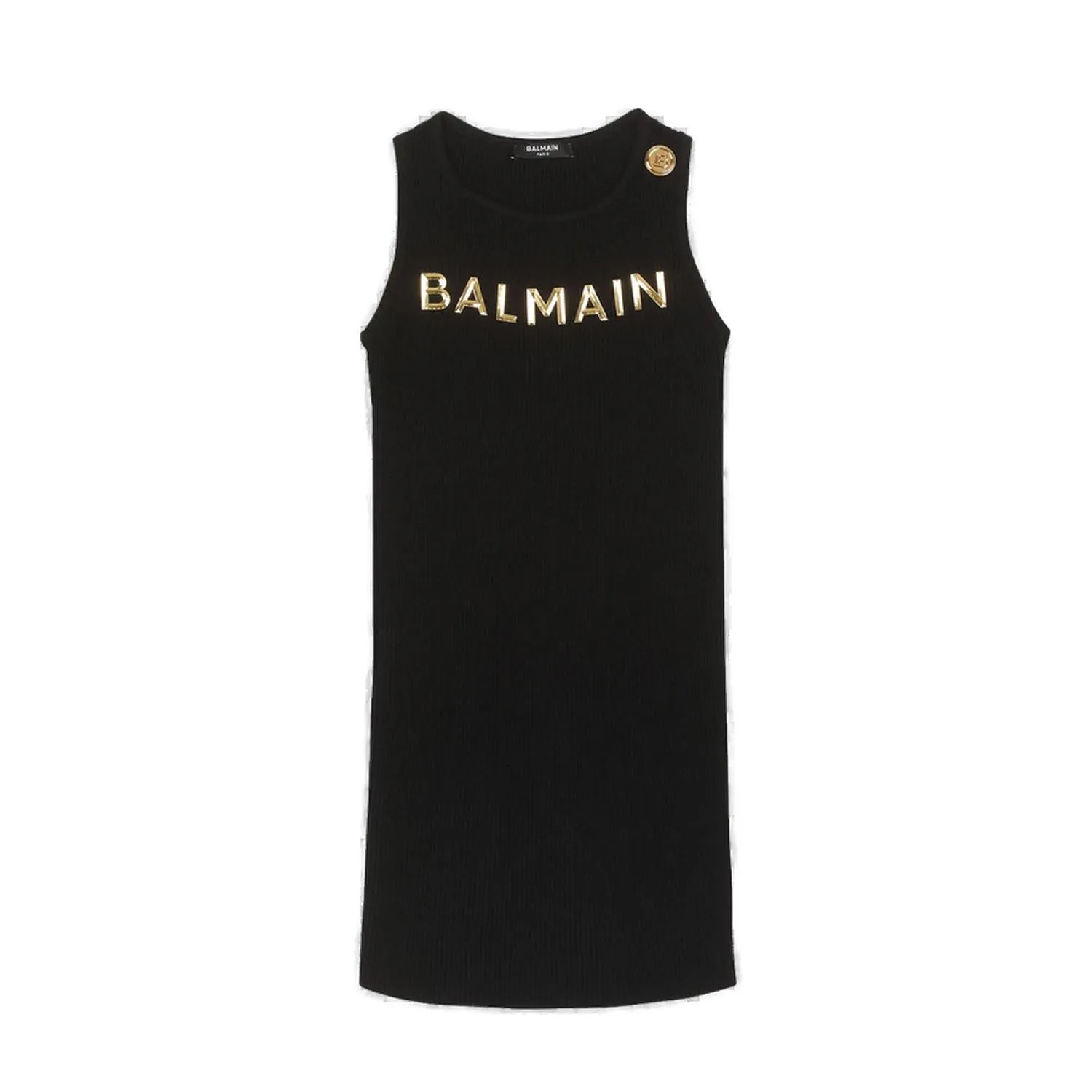 Balmain Kids Logo Printed Sleeveless Crewneck Dress