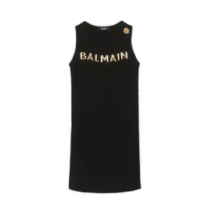 Balmain Kids Logo Printed Sleeveless Crewneck Dress