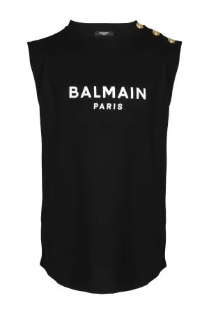 Balmain Kids Logo Printed Sleeveless Top