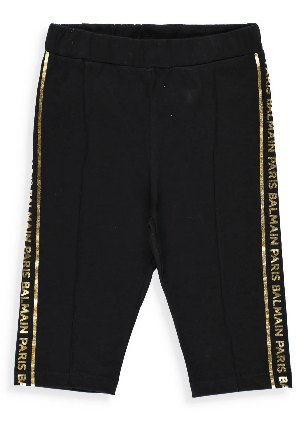 Balmain Kids Logo Side Stripe Cropped Leggings