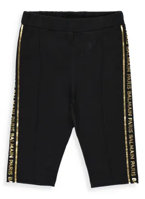 Balmain Kids Logo Side Stripe Cropped Leggings