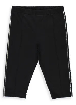 Balmain Kids Logo Side Stripe Cropped Leggings