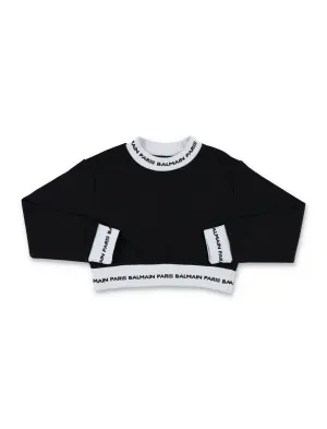 Balmain Kids Logo Tape Crewneck Sweatshirt