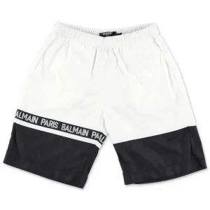 Balmain Kids Logo Tape Two-Tone Swim Shorts