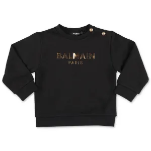 Balmain Kids Metallic Logo Printed Sweatshirt