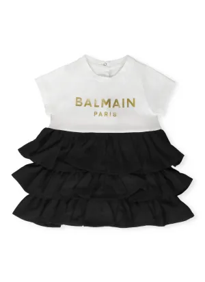 Balmain Kids Ruffled Short-Sleeved Dress