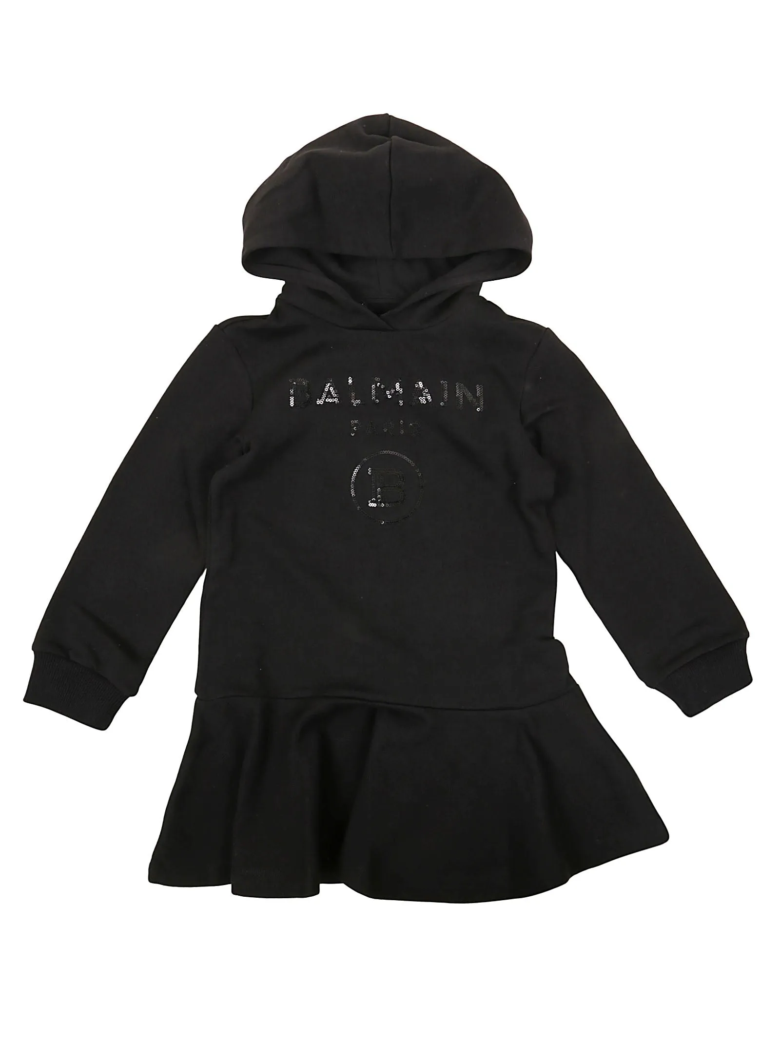 Balmain Kids Sequin Logo Hoodie Dress