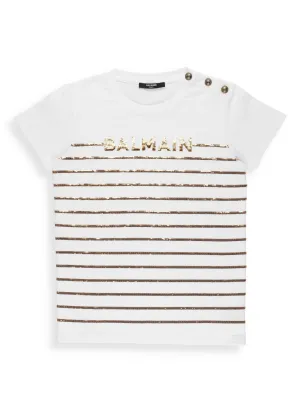 Balmain Kids Sequin Striped T-Shirt