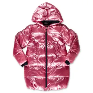 Billieblush Sequin Detail Metallic Hooded Puffer Coat