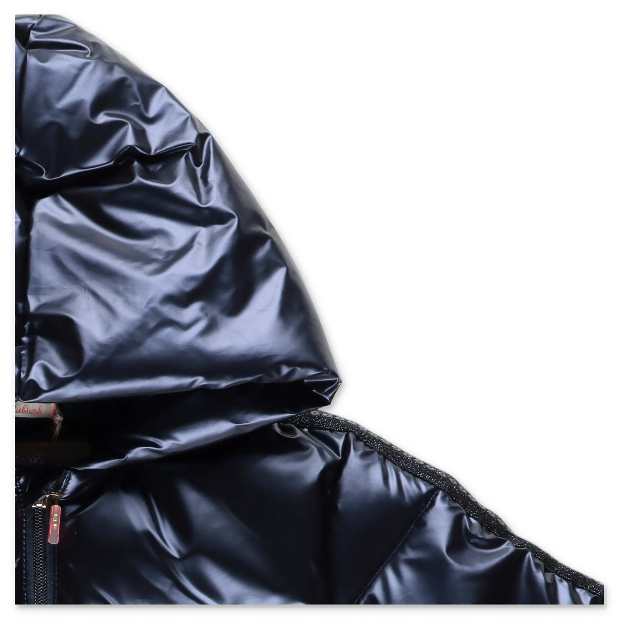 Billieblush Sequin Detail Metallic Hooded Puffer Coat
