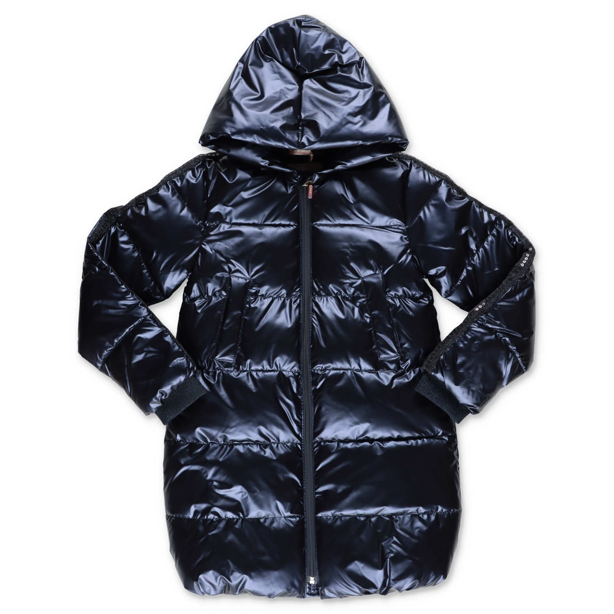 Billieblush Sequin Detail Metallic Hooded Puffer Coat